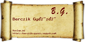 Berczik Győző névjegykártya